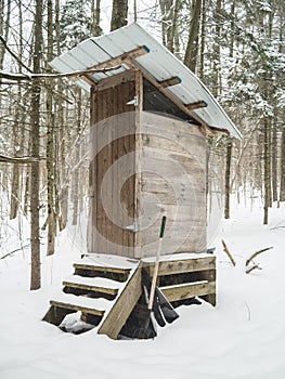 Outdoors primitive privy or outhouse