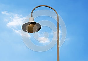 Outdoort lamp pole with blue sky background