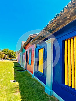 Outeiro das brisas beach in Bahia (Brazil), colourful houses - photo taken in 17-12-22 photo