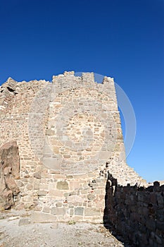 Outer byzantium wall ruins of the ancient city Pergamon in Turkey