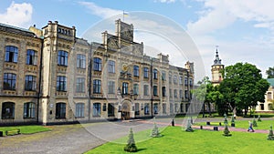 The outer courtyard of the main building of the Igor Sikorsky Kiev Polytechnic Institute. University campus. Aerial