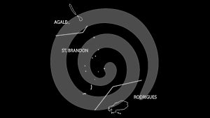 Outer Islands district map of Mauritius outline animation
