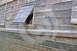 Outer side of a board of the wooden ship