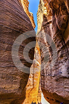 Outer Siq Yellow Canyon Morning Hiking Entrance Petra Jordan