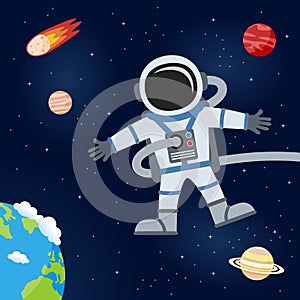 Outer Space with Astronaut & Planets