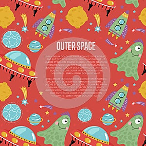 Outer Space Cartoon Vector Web Page Template