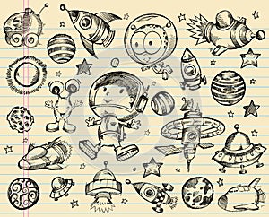 Outer Space Doodle Sketch Set