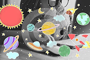 Outer Space Icons Drawing Graphics Concept