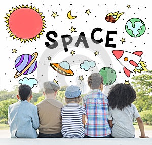 Outer Space Icons Drawing Graphics Concept