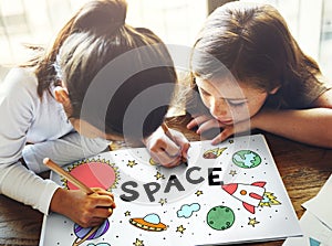 Outer Space Icons Drawing Graphics Concept
