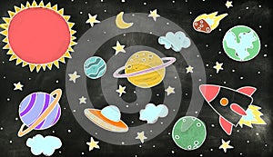 Outer Space Icons Drawing Graphics Concept