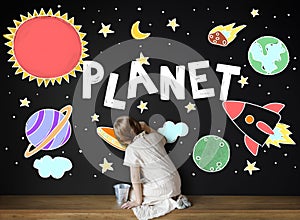 Outer Space Icons Drawing Graphics Concept