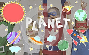 Outer Space Icons Drawing Graphics Concept