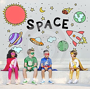 Outer Space Icons Drawing Graphics Concept