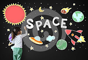 Outer Space Icons Drawing Graphics Concept