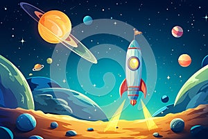 Outer Space Planet Cartoon Background