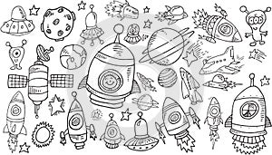Outer Space Sketch Doodle Set photo
