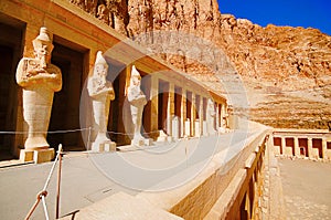 Outer view of the Mortuary Temple of Hatshepsut, Is an ancient funerary shrine, Dedicated to the sun god Amon