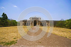 Outer view of Nagina Masjid Mosque in pure white stone, UNESCO protected Champaner - Pavagadh Archaeological Park, Gujarat, Indi