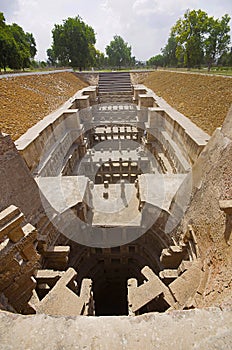 Outer view of the Sun Temple on the bank of the river Pushpavati