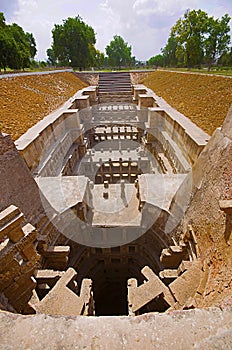 Outer view of the Sun Temple on the bank of the river Pushpavati. Built in 1026 - 27 AD, Modhera village of Mehsana district, Guj photo