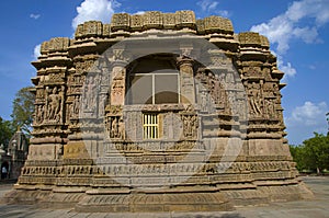 Outer view of the Sun Temple. Built in 1026 - 27 AD during the reign of Bhima I of the Chaulukya dynasty, Modhera, Mehsana, Gujar