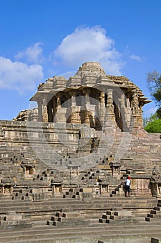 Outer view of the Sun Temple. Built in 1026 - 27 AD during the reign of Bhima I of the Chaulukya dynasty, Modhera, Mehsana, Gujar