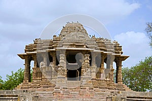 Outer view of the Sun Temple. Built in 1026 - 27 AD during the reign of Bhima I of the Chaulukya dynasty, Modhera, Mehsana, Gujar