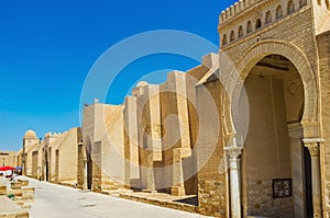 The outer wall of the Grand Mosque, Kairouan, Tunisia