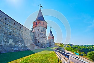 The outer wall of Kamianets-Podilskyi Castle, Ukraine