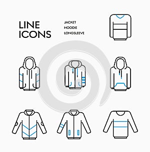 Outerwear linear vector  icons set