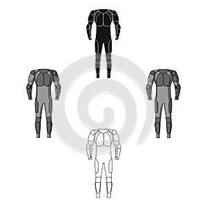 Outfitting for cyclists. Full body protection against falls.Cyclist outfit single icon in cartoon,black style vector