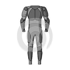 Outfitting for cyclists. Full body protection against falls.Cyclist outfit single icon in monochrome style vector symbol