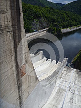 Outflow from slapy dam in czech republic