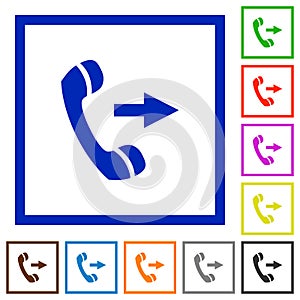 Outgoing call framed flat icons