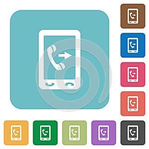 Outgoing mobile call rounded square flat icons