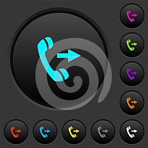 Outgoing phone call dark push buttons with color icons