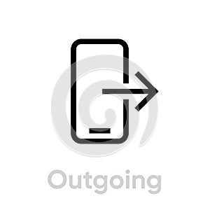 Outgoing phone icon. Editable line vector.