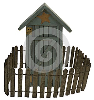 Outhouse in a Dark Picket Fence