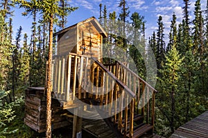 Outhouse at Virginia Fall campground at the Nahanni National Park Reserve, Canada