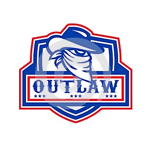 Outlaw Cowboy Mascot Shield