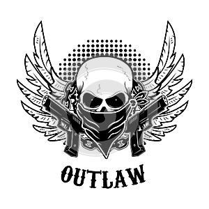 Outlaw t-shirt print design template.