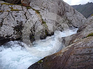 Outlet of the Alla Kol lake in Kyrgyzstan