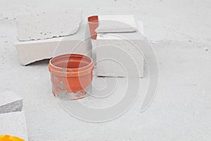 Outlets for sewerage on a concrete floor photo