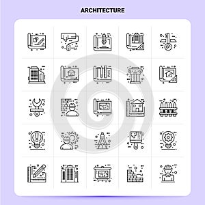 OutLine 25 Architecture Icon set. Vector Line Style Design Black Icons Set. Linear pictogram pack. Web and Mobile Business ideas