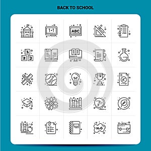 OutLine 25 Back To School Icon set. Vector Line Style Design Black Icons Set. Linear pictogram pack. Web and Mobile Business ideas