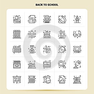 OutLine 25 Back To School Icon set. Vector Line Style Design Black Icons Set. Linear pictogram pack. Web and Mobile Business ideas