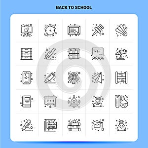 OutLine 25 Back To School Icon set. Vector Line Style Design Black Icons Set. Linear pictogram pack. Web and Mobile Business ideas