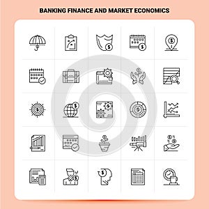 OutLine 25 Banking Finance and Market Economics Icon set. Vector Line Style Design Black Icons Set. Linear pictogram pack. Web and