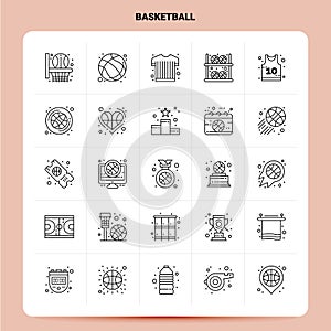 OutLine 25 Basketball Icon set. Vector Line Style Design Black Icons Set. Linear pictogram pack. Web and Mobile Business ideas